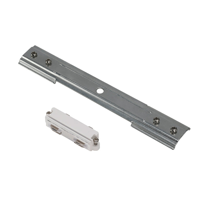 SLV LONG CONNECTOR, for 240V 1-phase recessed track, matt white / nickel