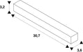 Dimensioned drawing of SLV FLEXIBLE CONNECTOR, for EUTRAC 240V 3-phase surface-mounted track, black