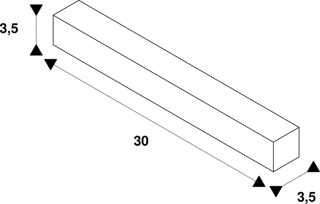 Dimensioned drawing of SLV FLEXIBLE CONNECTOR, for EUTRAC 240V 3-phase surface-mounted track, silver-grey