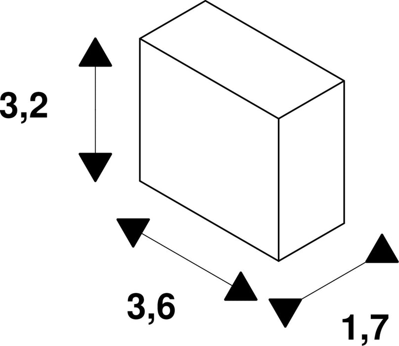 Dimensioned drawing of SLV END CAP, for EUTRAC 240V 3-phase surface-mounted track, silver-grey