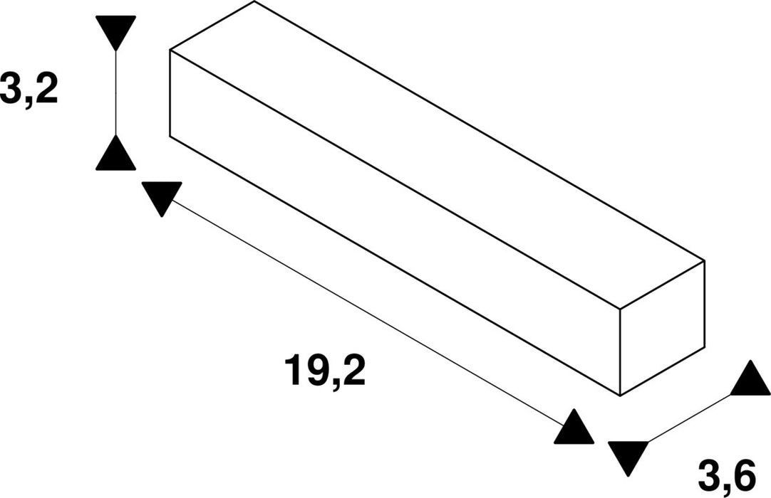 Dimensioned drawing of SLV EUTRAC longitudinal connector, with feed-in capability, black