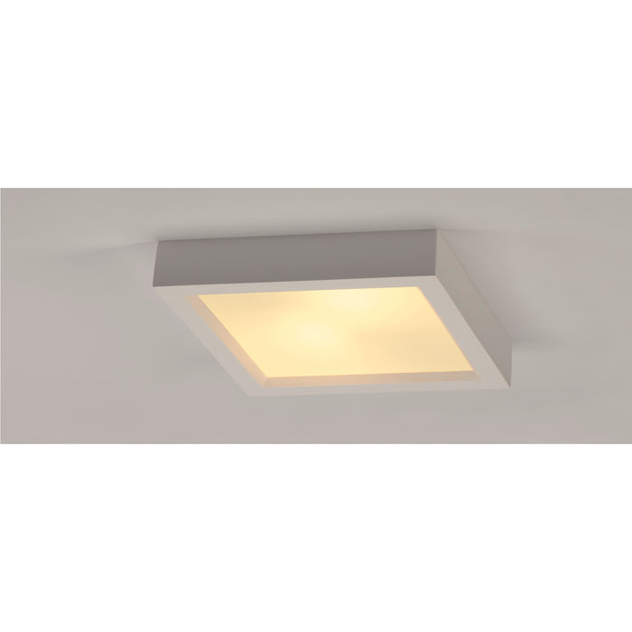 Square white ceiling light fixture, flush mount.