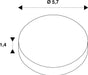 Technical drawing of a round component with dimensions 5.7 diameter and 1.4 height.