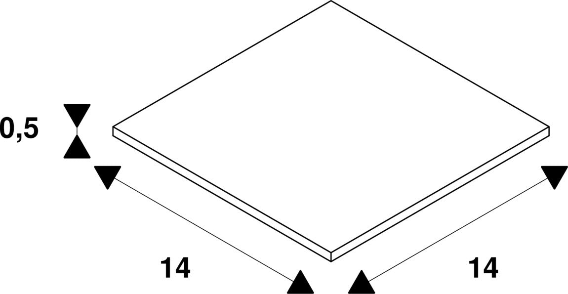 Dimensioned drawing of SLV FLUSH-MOUNTED FRAME, for DOWNUNDER PUR 80, L/H 14/14 cm