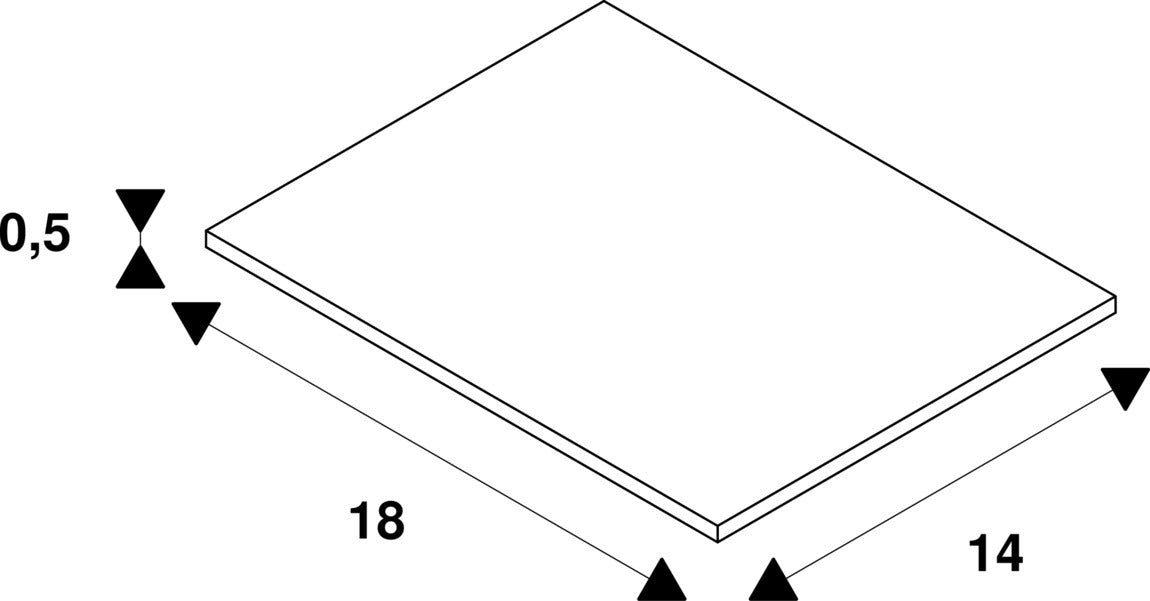 Dimensioned drawing of SLV FLUSH-MOUNTED FRAME, for DOWNUNDER PUR 120, L/H 14/18 cm