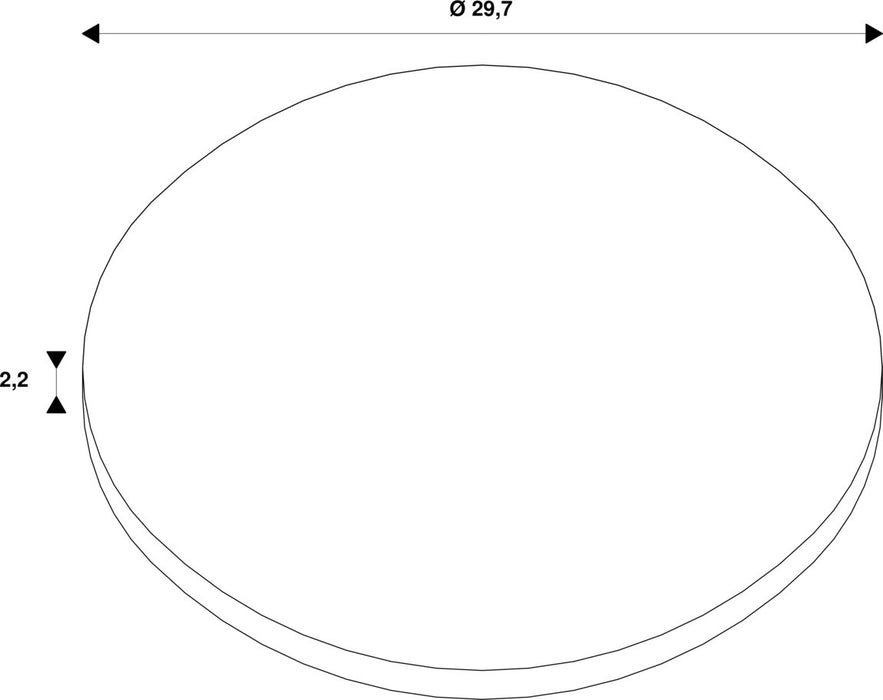 Dimensioned drawing of SLV FENDA, cover, white acrylic glass, Ø 29.8 cm