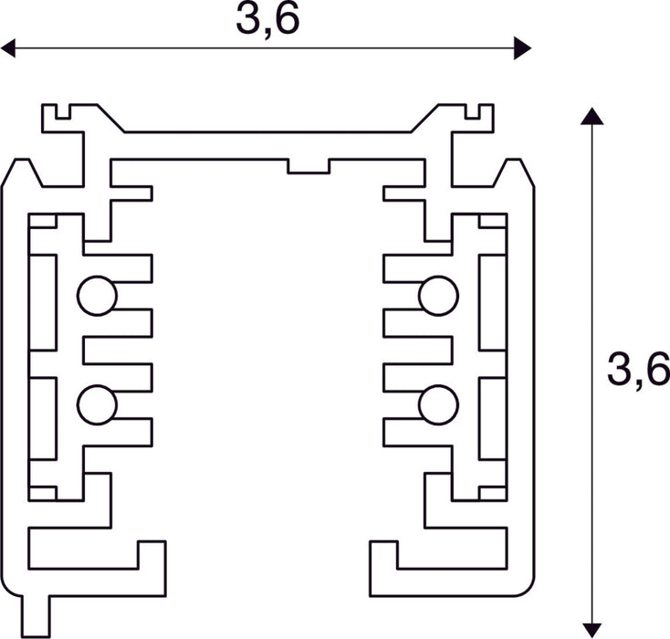 Dimensioned drawing of SLV Aluminium S-TRACK 3-phase surface-mounted track, 240V track, silver-grey, 1 m