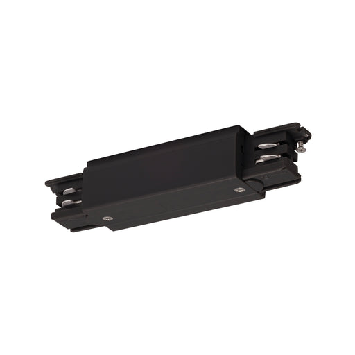 Black track lighting connector, surface mount.