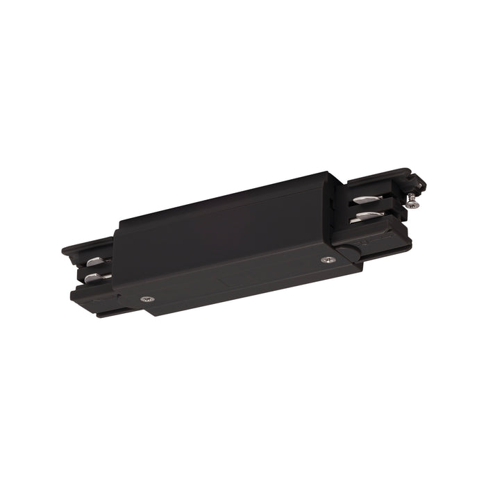 Black track lighting connector, surface mount.