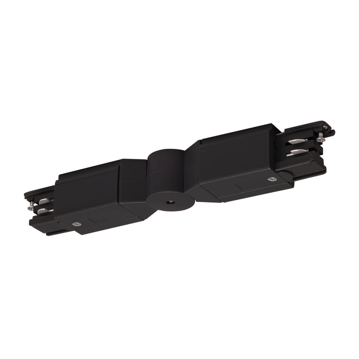 Black track lighting connector, surface mount.