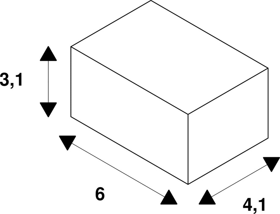 Dimensioned drawing of SLV LONG CONNECTOR, for 240V track EASYTEC II, silver-grey