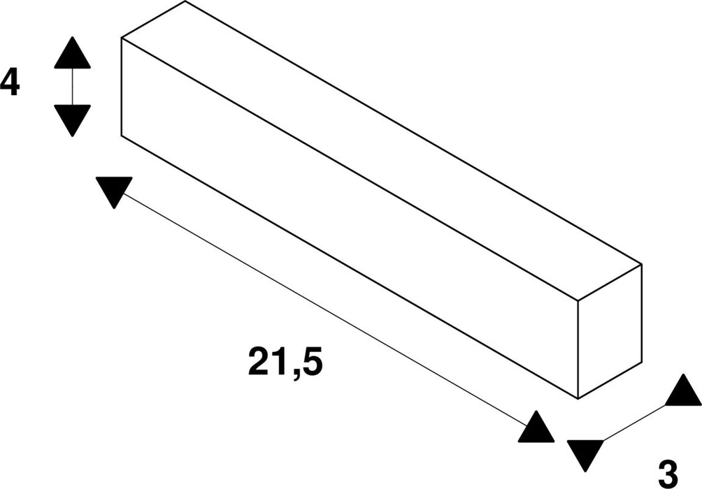 Dimensioned drawing of SLV FLEXIBLE CONNECTOR, for 240V track EASYTEC II, black