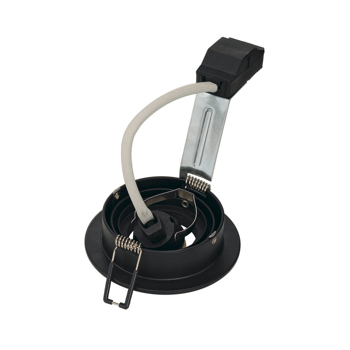 Back view product picture of SLV Aluminium PIREQ GU10 ROUND downlight, matt black, max. 50W, incl. clip springs