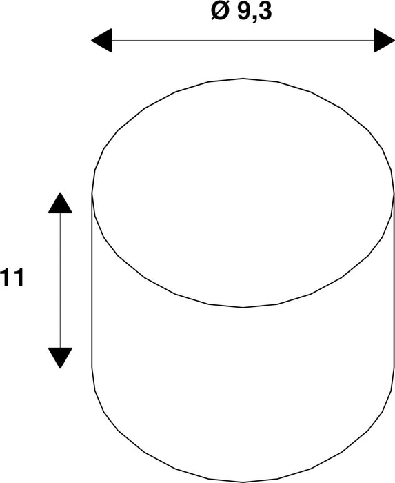 Dimensioned drawing of SLV Aluminium PIREQ GU10 ROUND downlight, matt black, max. 50W, incl. clip springs