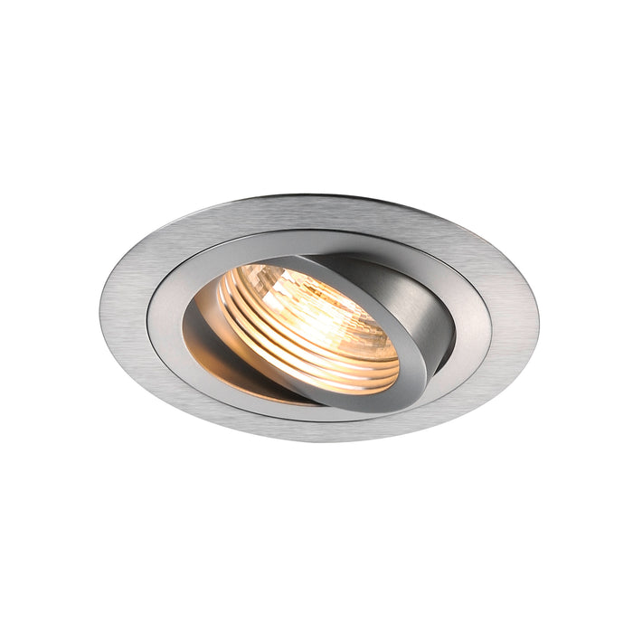 PIREQ GU10 ROUND downlight, brushed aluminium, max. 50W, incl. clip springs