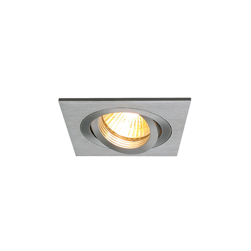 SLV Aluminium PIREQ GU10 SQUARE downlight, brushed aluminium, max. 50W, incl. clip springs