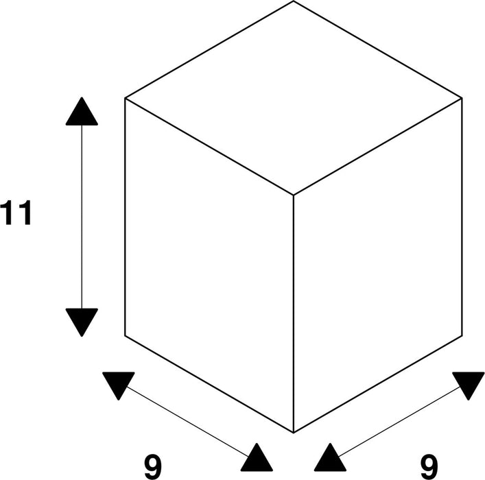 Dimensioned drawing of SLV Aluminium PIREQ GU10 SQUARE downlight, brushed aluminium, max. 50W, incl. clip springs
