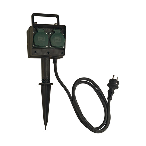 SLV 4-FOLD GARDEN OUTLET, outdoor sockets, IP44, with 1.4 m connection lead and shock-proof mains plug