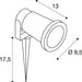 Diagram of a stake-mounted spotlight with dimensions.