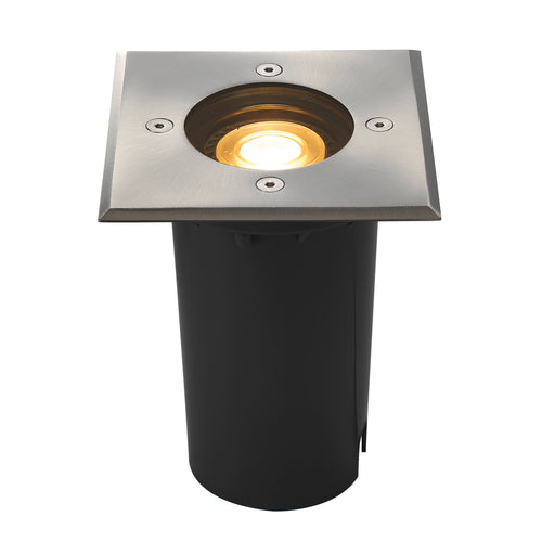 SLV SOLASTO 120, outdoor inground fitting, LED GU10 51 mm, IP67, square, stainless steel, max. 6W