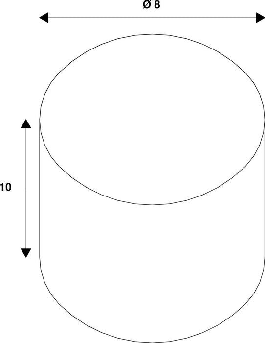 Technical drawing of a white cylinder with dimensions Ø8 and 10.