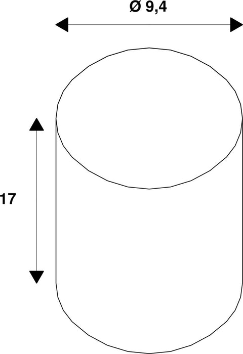 Technical drawing of a cylinder with dimensions: diameter 9.4, height 17.