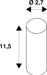 Technical drawing of a cylinder with dimensions 2.7 diameter and 11.5 height.