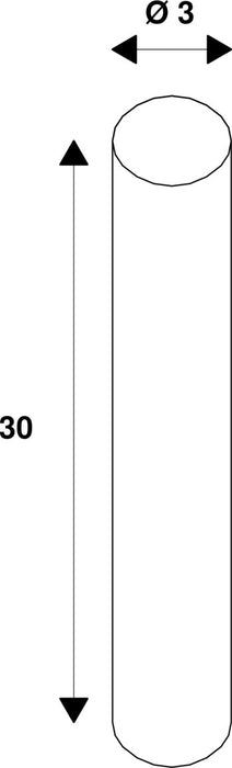 Technical drawing of a white cylinder with dimensions 30 x Ø3.