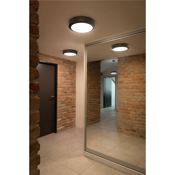SLV 229075 BULAN, outdoor wall and ceiling light, C35, IP44, round, anthracite, frosted glass, max. 60 W (MD20)