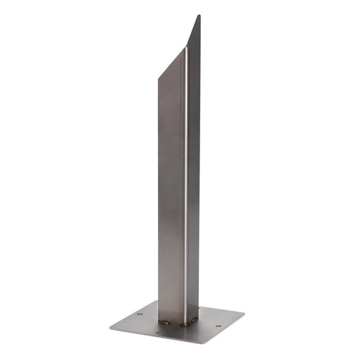 Brushed stainless steel bollard with angled top and surface mounting base.
