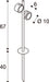 Technical drawing of a spotlight with dimensions.