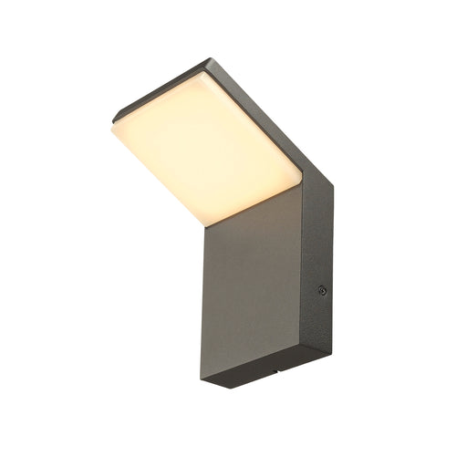 Modern gray metal wall-mounted LED light fixture.