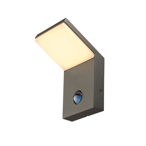 Gray textured wall-mounted LED light with motion sensor.