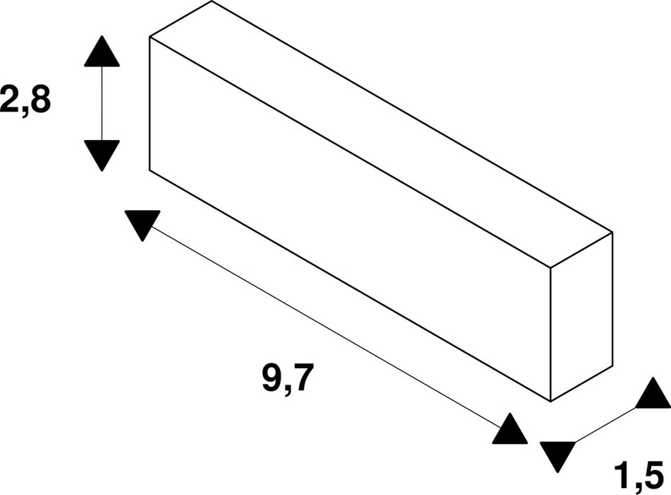 Dimensioned drawing of SLV RECHARGEABLE BATTERY, for P-LIGHT, 3.6V, 1000mA, set consists of 2 pieces