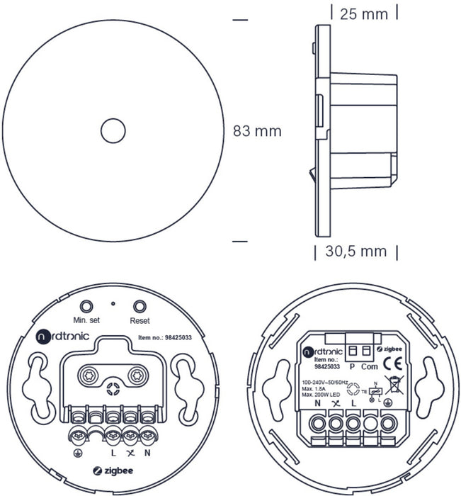 SLV 3009389 CEILING-MOUNTED DIMMER, ZIGBEE 3.0, white (MD12)