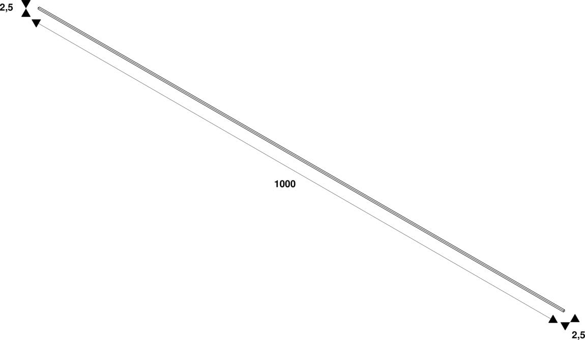 Technical drawing of a 1000mm long linear profile.
