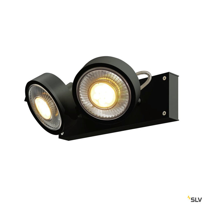 KALU, wall and ceiling light, QPAR111, double-headed, black, max. 75W
