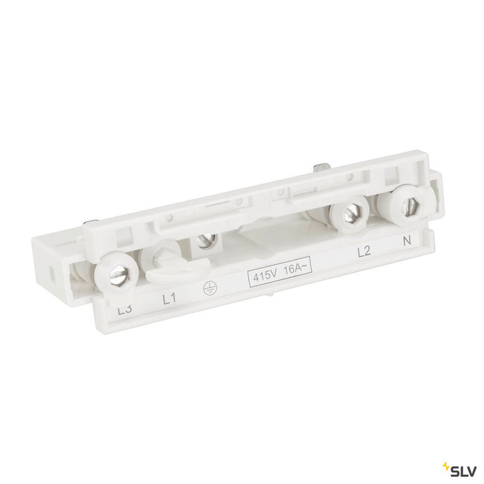 EUTRAC longitudinal connector with feed-in option, traffic white
