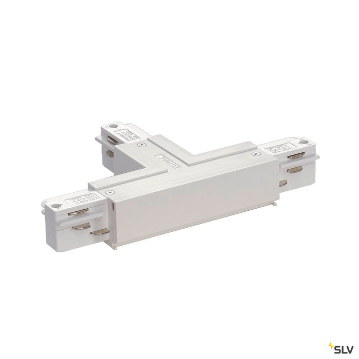 EUTRAC T-connector, with feed-in capability, inner earth, right, traffic white