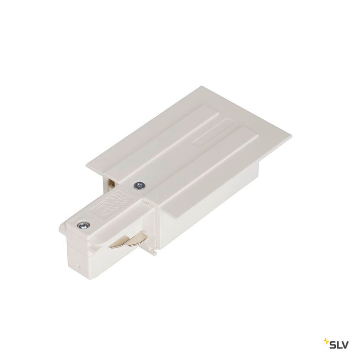 FEED-IN for EUTRAC 240V 3-phase recessed track, earth electrode left, white