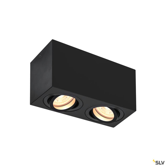 TRILEDO Double, indoor surface-mounted ceiling light, QPAR51, black, max 10W