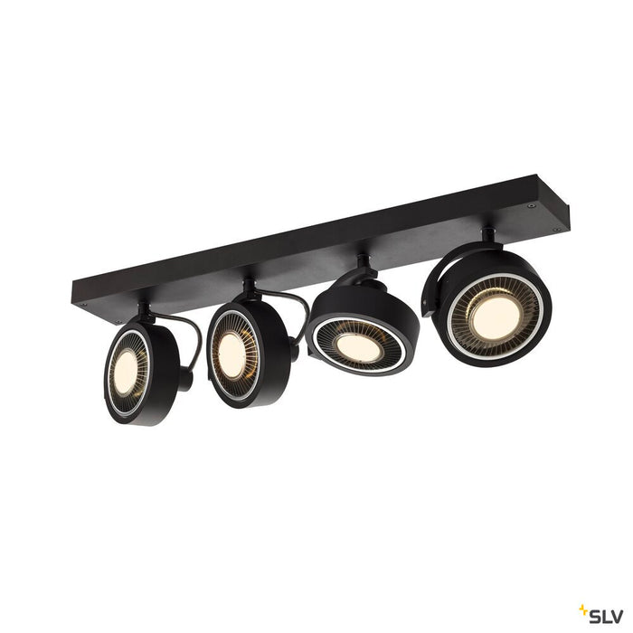 KALU CW, indoor surface-mounted wall and ceiling light, quad, QPAR111 black 4x75W