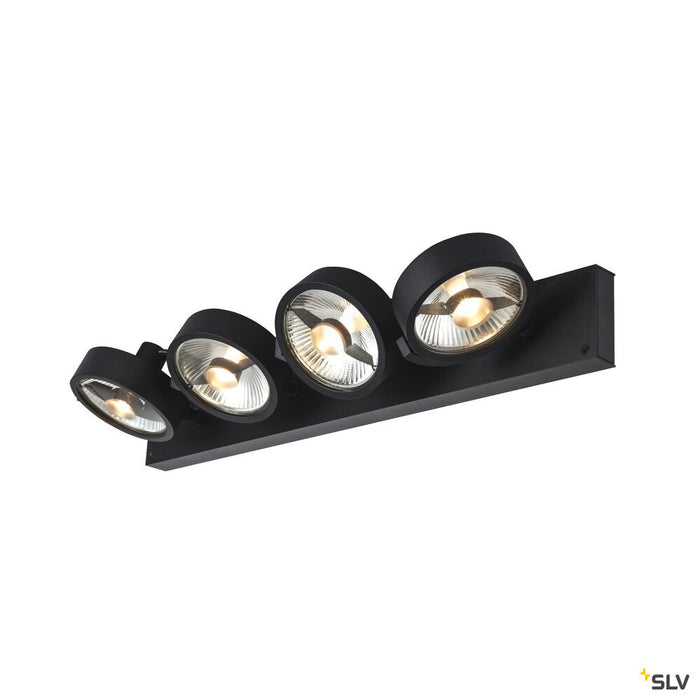 KALU CW, indoor surface-mounted wall and ceiling light, quad, QPAR111 black 4x75W