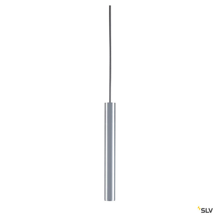 FITU PD E27 indoor pendant, brushed aluminium, 5m cable with open cable end