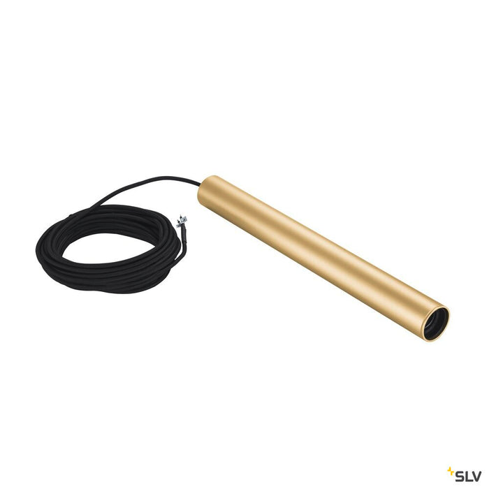 FITU PD E27 indoor pendant, brass, 5m cable with open cable end