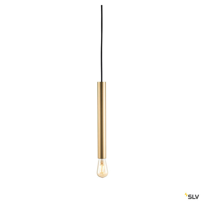 FITU PD E27 indoor pendant, brass, 5m cable with open cable end