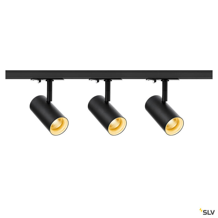 1Ph NOBLO SPOT SET 2700K black, including three spotlights, two 1m racks, one feed-in and one long connector