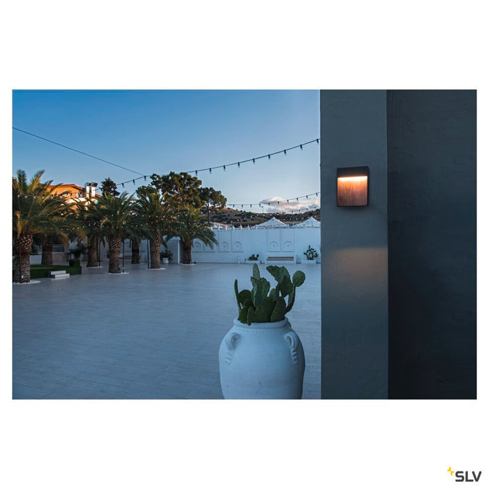 FLATT, Outdoor LED surface-mounted wall light 3000K IP65 anthracite/brown