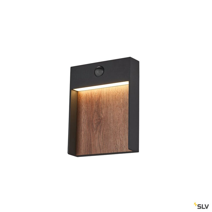 FLATT SENSOR, Outdoor LED surface-mounted wall light, 3000K, IP65, anthracite/brown