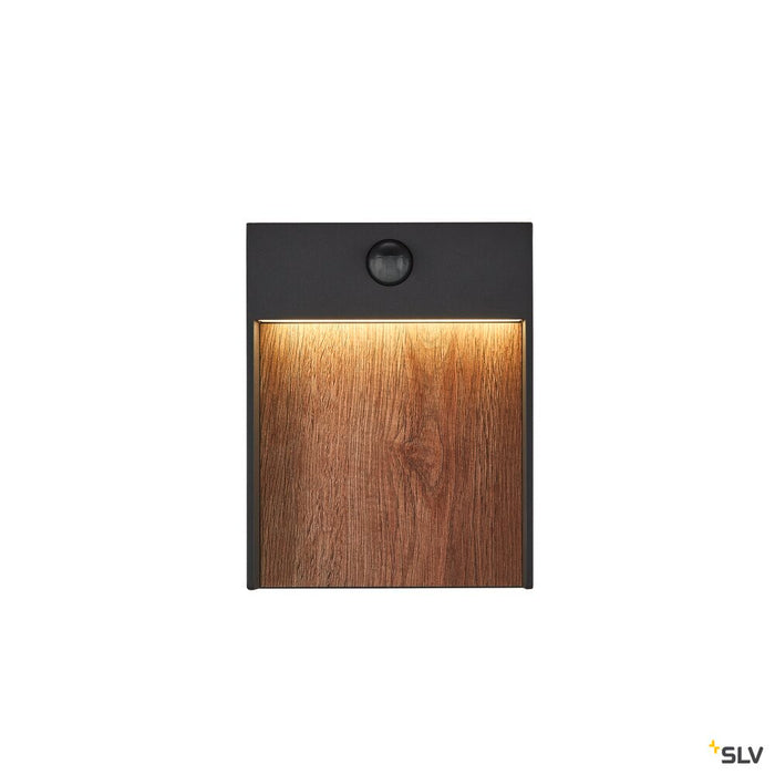 FLATT SENSOR, Outdoor LED surface-mounted wall light, 3000K, IP65, anthracite/brown